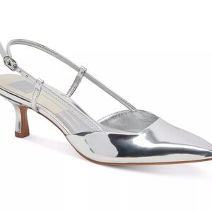 Dolce Vita Silver Pointed Slingback Kitten Heel